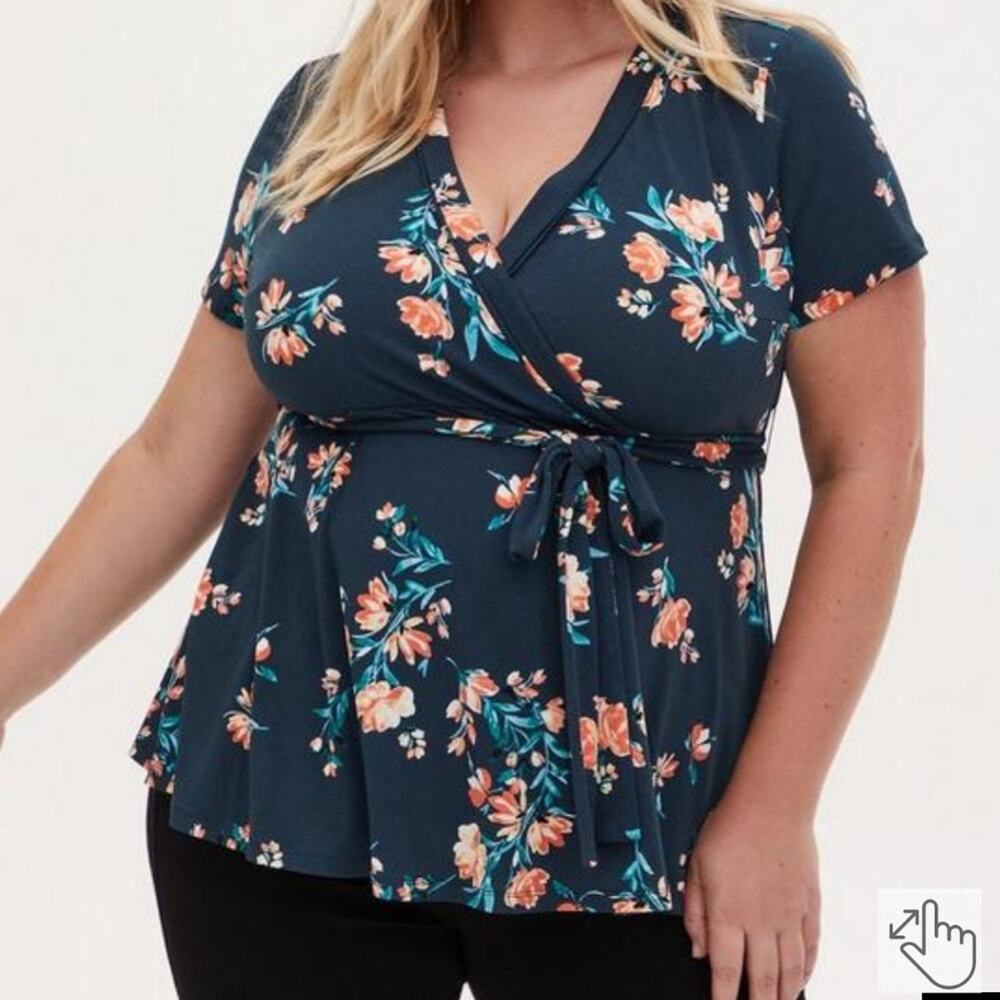 Torrid Knit Crepe Wrap Peplum Top size 5